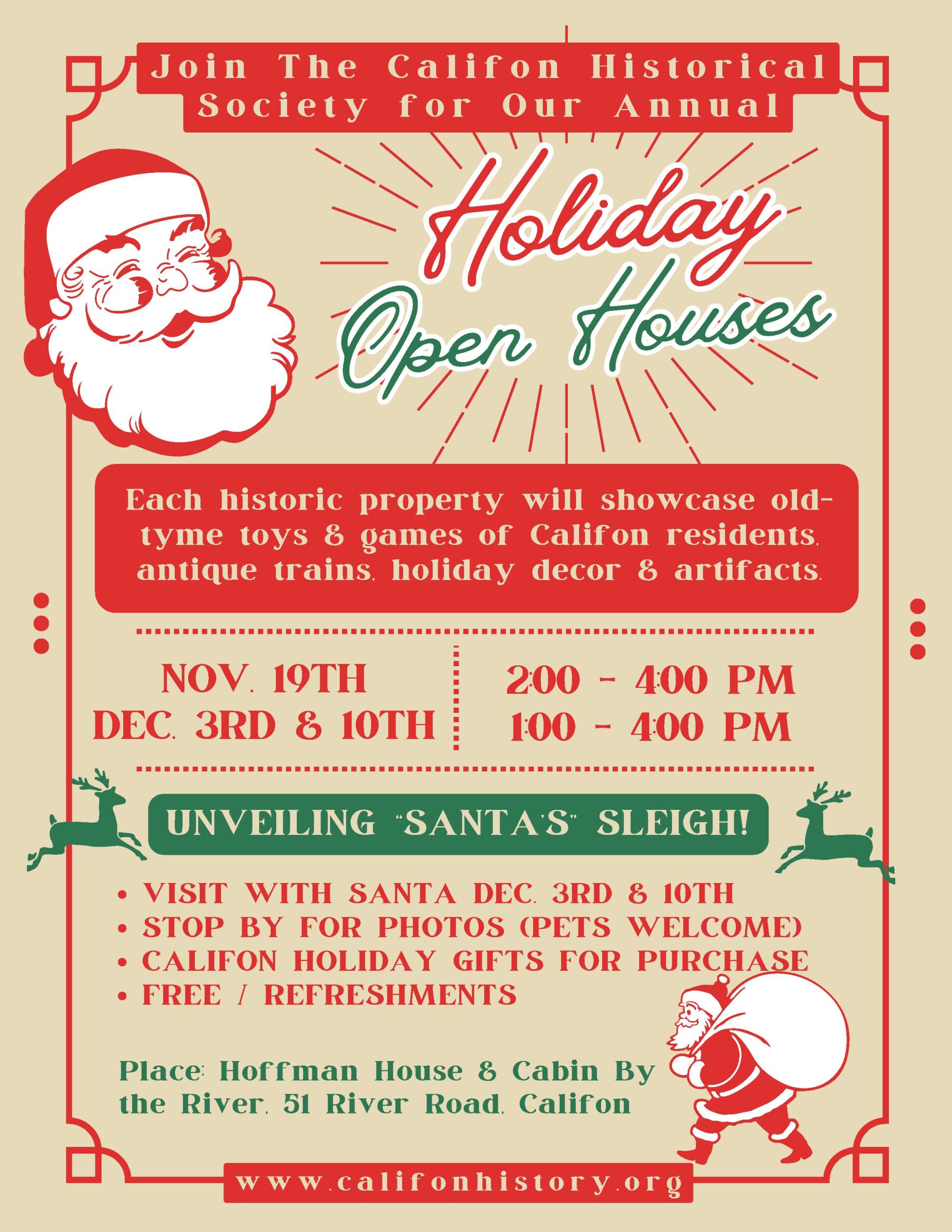 Califon Historical Society Holiday Open Houses – Califon, New Jersey